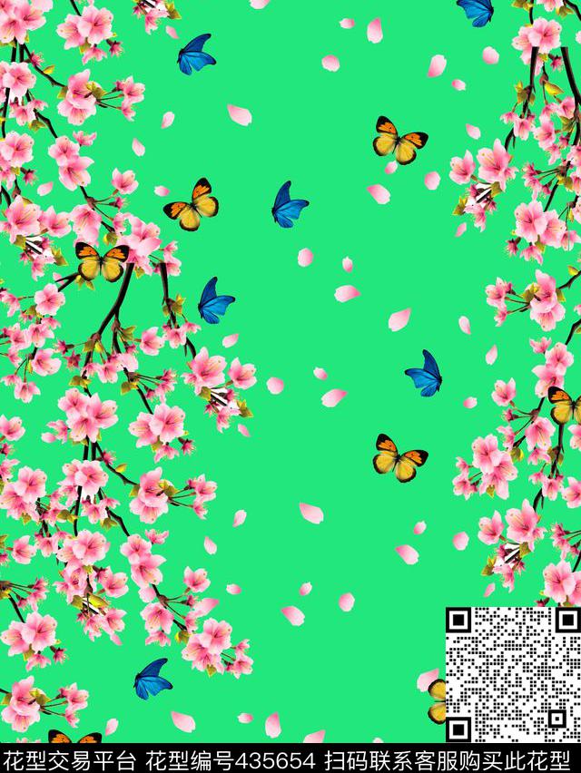 蝴蝶花自然传统印花华亿平台下载（图片编号: 435654） - 瓦栏（Walan）