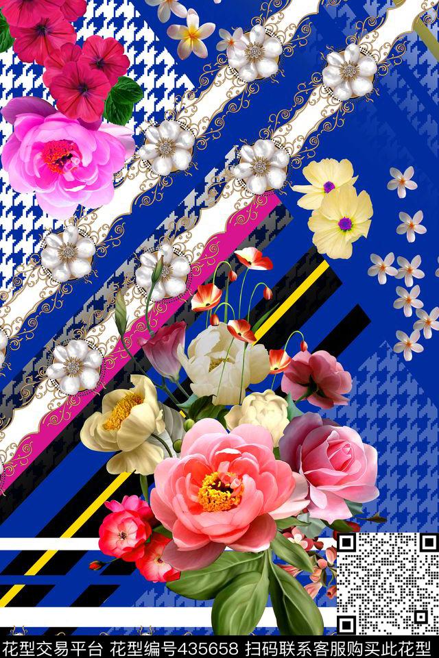 大牌花卉流行时尚数码印花华亿平台下载（图片编号: 435658） - 瓦栏（Walan）