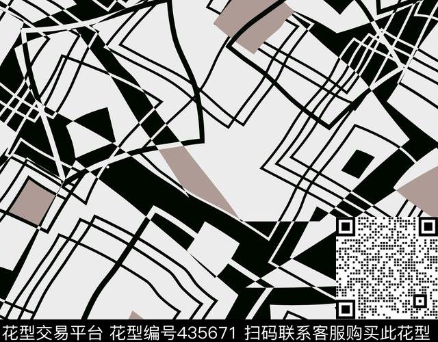 几何线条方框虚实融合传统印花华亿平台下载（图片编号: 435671） - 瓦栏（Walan）