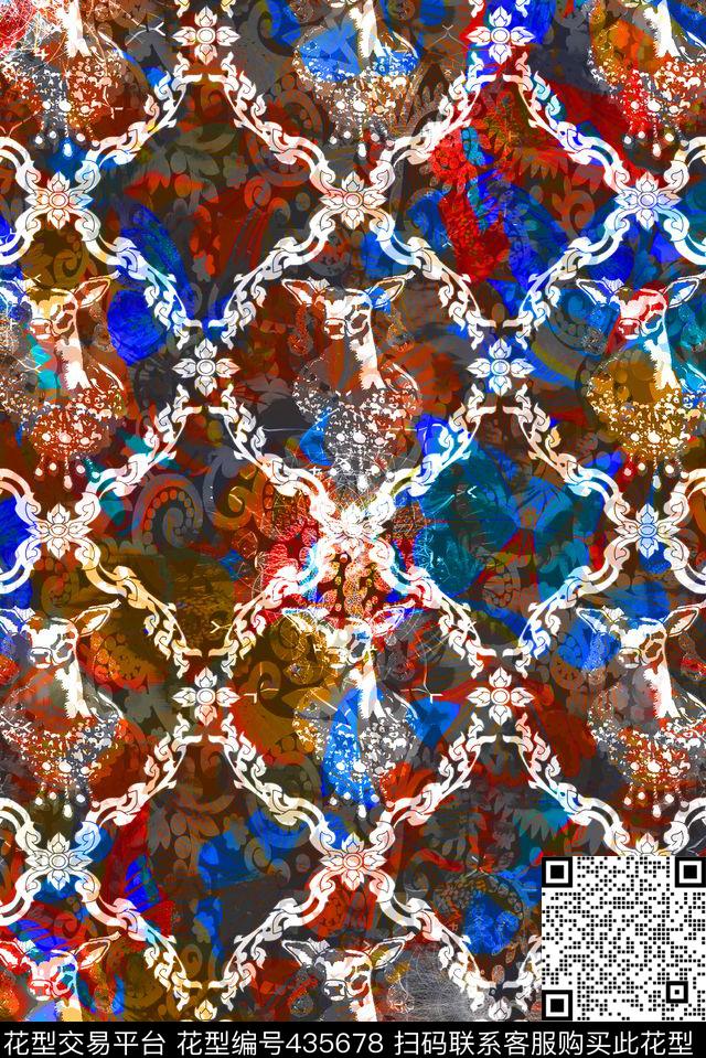 酷炫潮流羊图腾大牌数码印花华亿平台下载（图片编号: 435678） - 瓦栏（Walan）