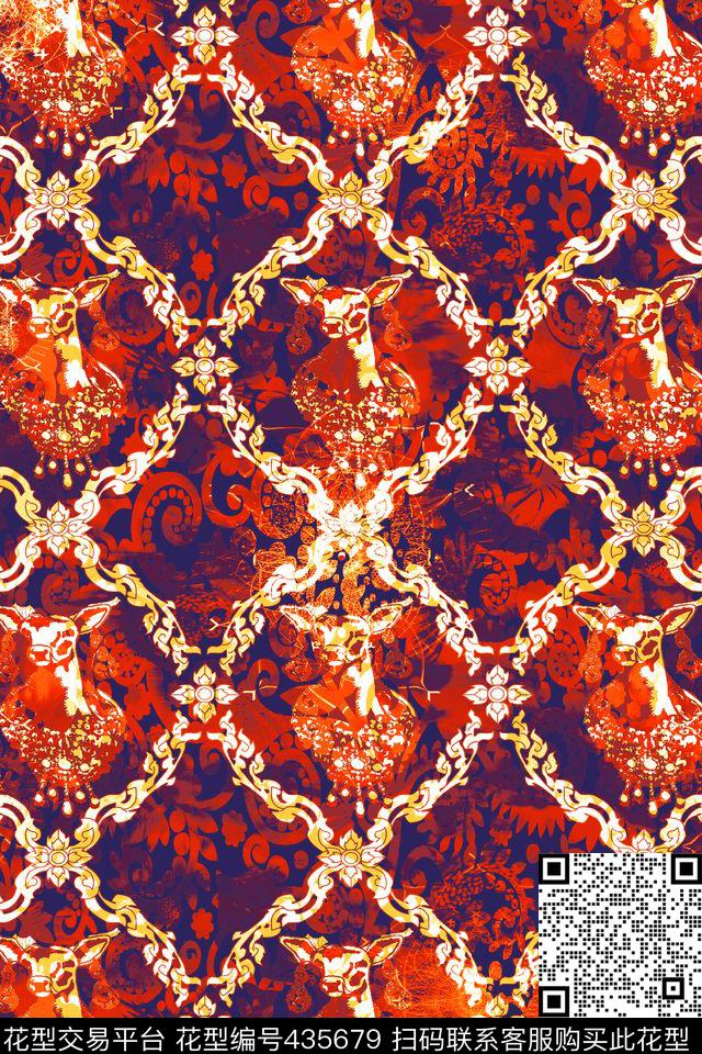 酷炫潮流羊图腾得意之作数码印花华亿平台下载（图片编号: 435679） - 瓦栏（Walan）