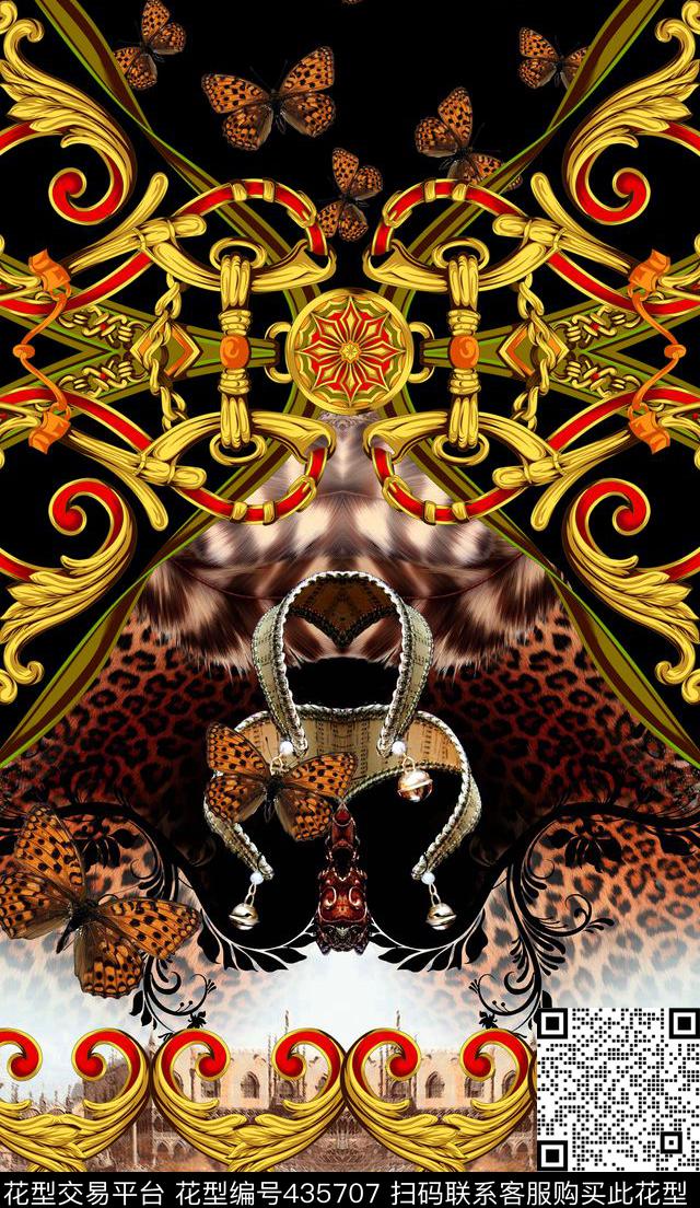 豹纹大牌蝴蝶数码印花华亿平台下载（图片编号: 435707） - 瓦栏（Walan）