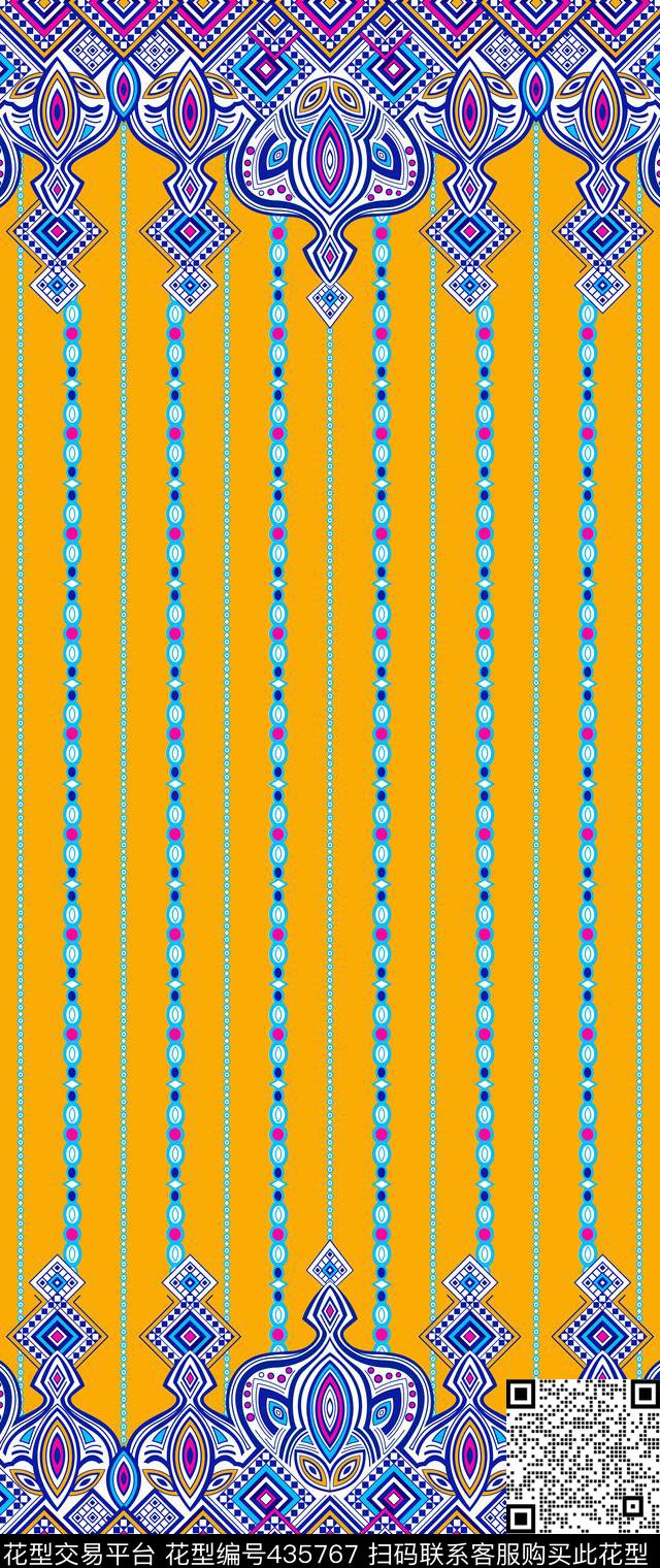 传统印花民族几何双边定位印花传统印花华亿平台下载（图片编号: 435767） - 瓦栏（Walan）