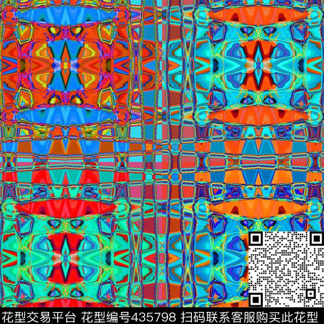 抽象梦幻丝巾围巾秀场波西米亚数码印花华亿平台下载（图片编号: 435798） - 瓦栏（Walan）