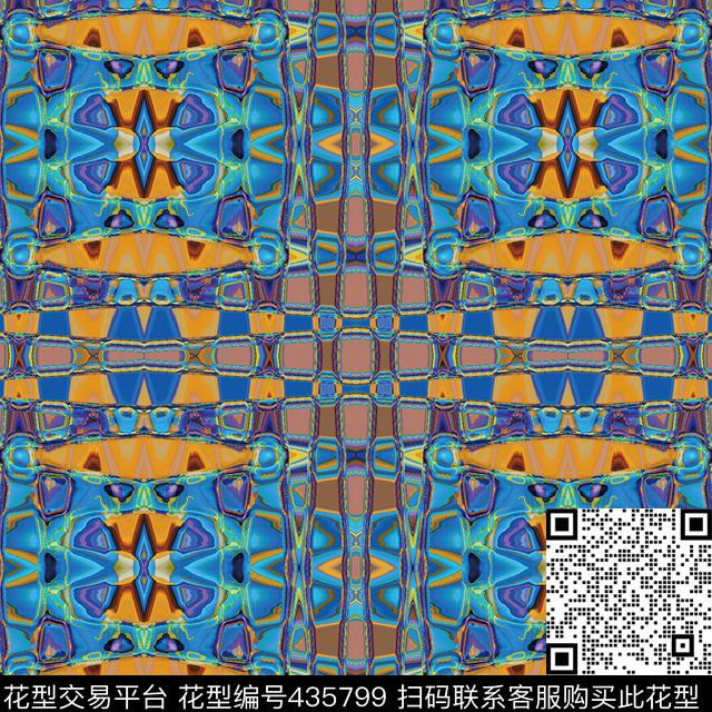 抽象梦幻丝巾围巾秀场波西米亚数码印花华亿平台下载（图片编号: 435799） - 瓦栏（Walan）