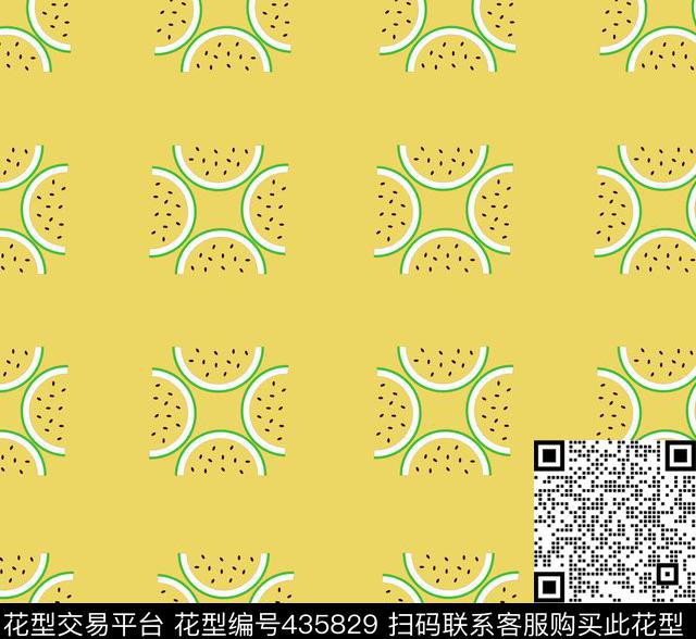 西瓜格子趣味传统印花华亿平台下载（图片编号: 435829） - 瓦栏（Walan）