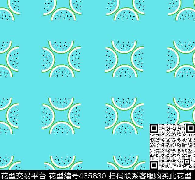 西瓜格子趣味传统印花华亿平台下载（图片编号: 435830） - 瓦栏（Walan）
