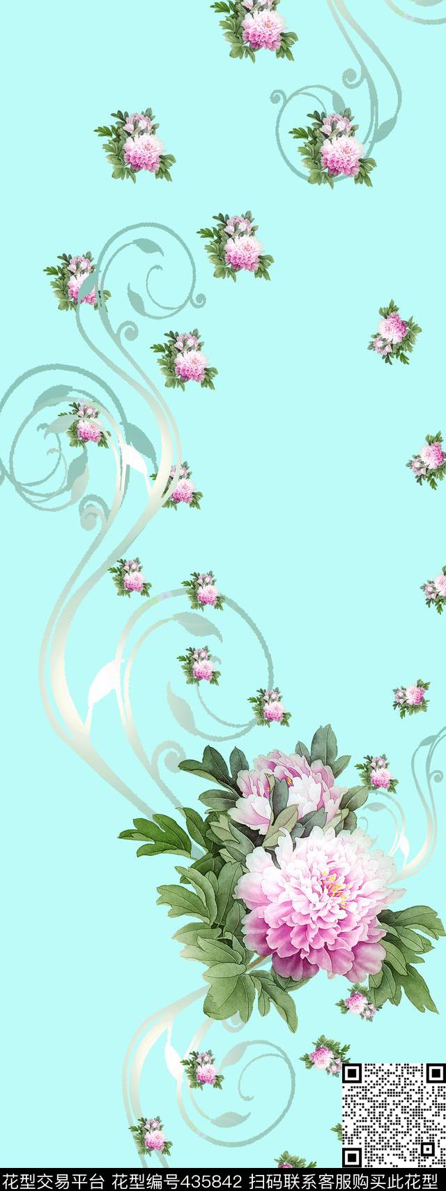 欧式牡丹旗袍欧式牡丹旗袍I【花卉】数码印花华亿平台下载（图片编号: 435842） - 瓦栏（Walan）