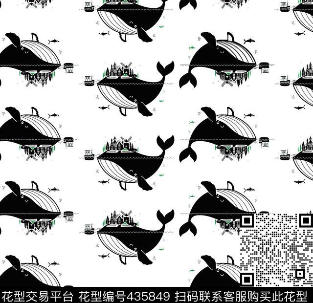 动物房子黑白传统印花华亿平台下载（图片编号: 435849） - 瓦栏（Walan）