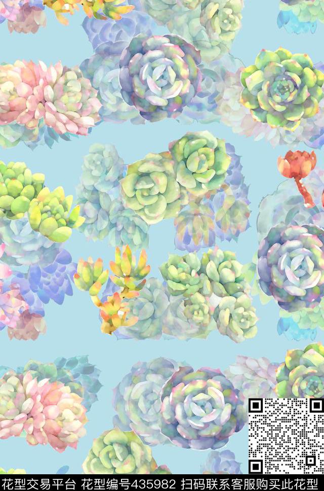 流行时尚肉类植物时尚数码印花华亿平台下载（图片编号: 435982） - 瓦栏（Walan）