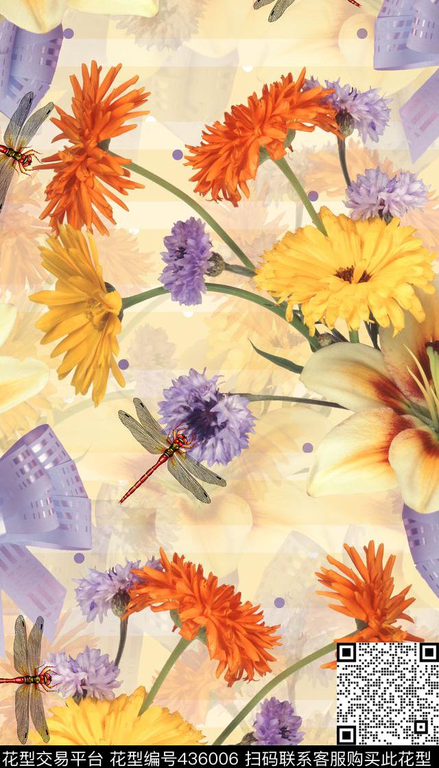 清新素雅花卉数码印花华亿平台下载（图片编号: 436006） - 瓦栏（Walan）