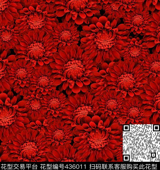 个性插画花花卉菊花数码印花华亿平台下载（图片编号: 436011） - 瓦栏（Walan）