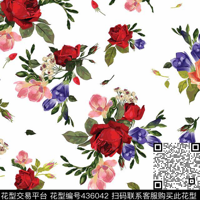 花草手绘清雅传统印花华亿平台下载（图片编号: 436042） - 瓦栏（Walan）