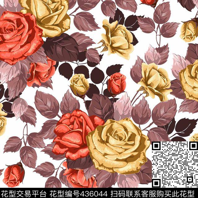 花草手绘素雅传统印花华亿平台下载（图片编号: 436044） - 瓦栏（Walan）