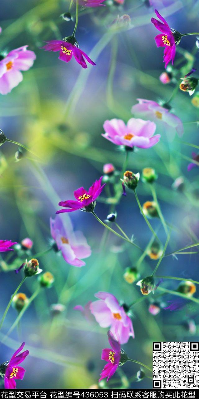 绚丽数码清爽小花卉炫光数码印花华亿平台下载（图片编号: 436053） - 瓦栏（Walan）