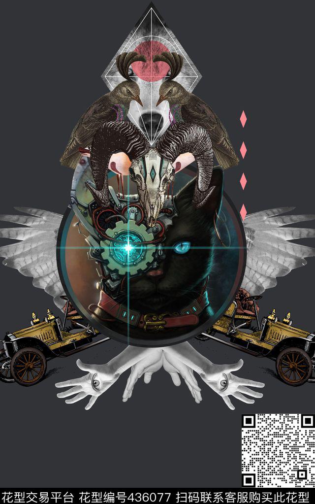 3D效果定位大牌复古机动车数码印花华亿平台下载（图片编号: 436077） - 瓦栏（Walan）