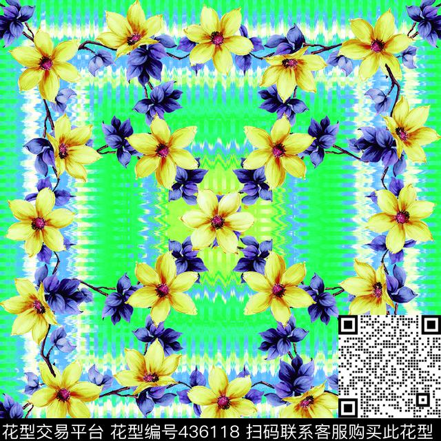 波浪花卉大牌数码印花华亿平台下载（图片编号: 436118） - 瓦栏（Walan）