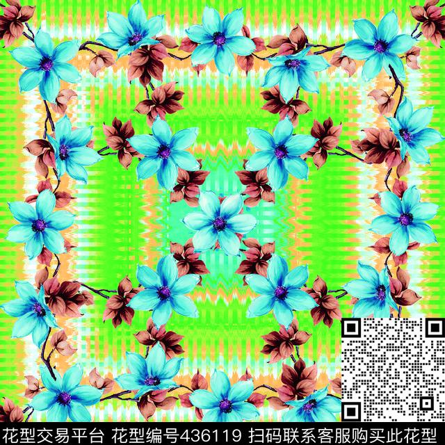 波浪花卉大牌数码印花华亿平台下载（图片编号: 436119） - 瓦栏（Walan）