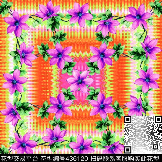 波浪花卉大牌数码印花华亿平台下载（图片编号: 436120） - 瓦栏（Walan）