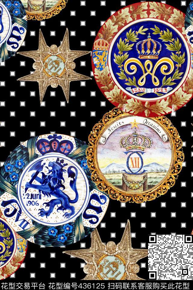 大牌男装华丽徽章休闲男装印花数码印花华亿平台下载（图片编号: 436125） - 瓦栏（Walan）