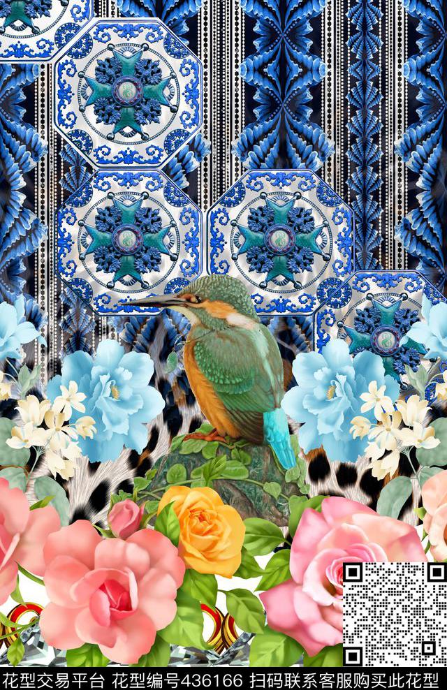 豹纹定位几何数码印花华亿平台下载（图片编号: 436166） - 瓦栏（Walan）