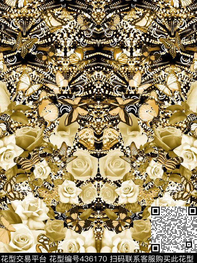 花抽象花欧美数码印花华亿平台下载（图片编号: 436170） - 瓦栏（Walan）