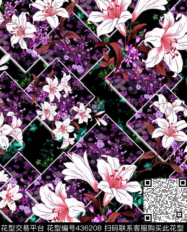 面料花绘格子数码印花华亿平台下载（图片编号: 436208） - 瓦栏（Walan）