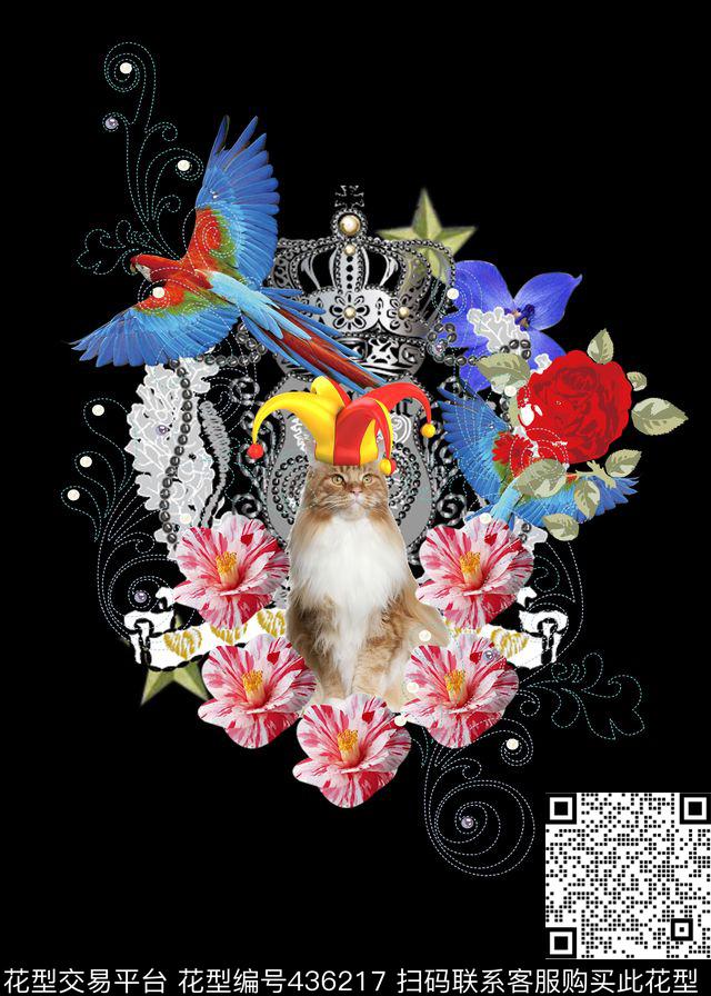 T恤猫科动物女装T数码印花华亿平台下载（图片编号: 436217） - 瓦栏（Walan）