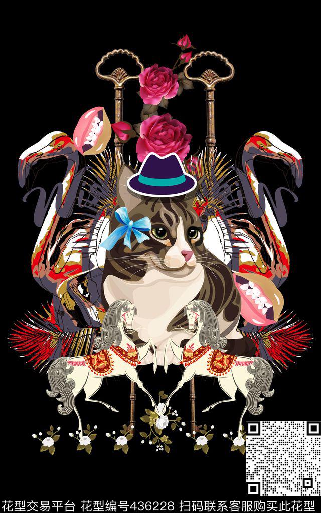 定位猫时尚休闲数码印花华亿平台下载（图片编号: 436228） - 瓦栏（Walan）