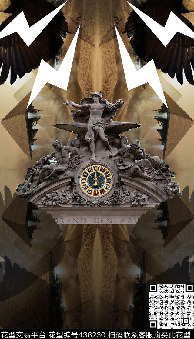 潮流抽象雕塑数码印花华亿平台下载（图片编号: 436230） - 瓦栏（Walan）