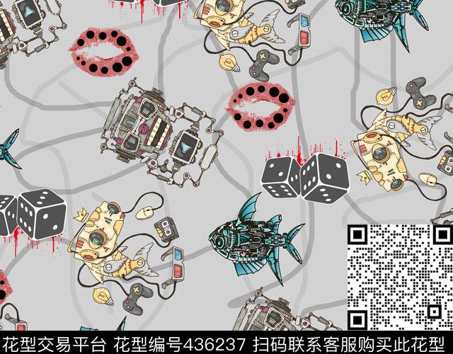 个性机器人男装数码印花华亿平台下载（图片编号: 436237） - 瓦栏（Walan）