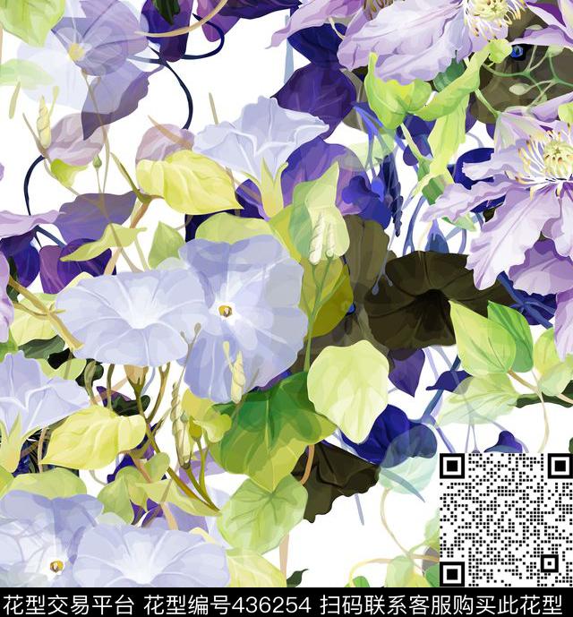 流行韩国时尚手绘瑕疵花数码印花华亿平台下载（图片编号: 436254） - 瓦栏（Walan）