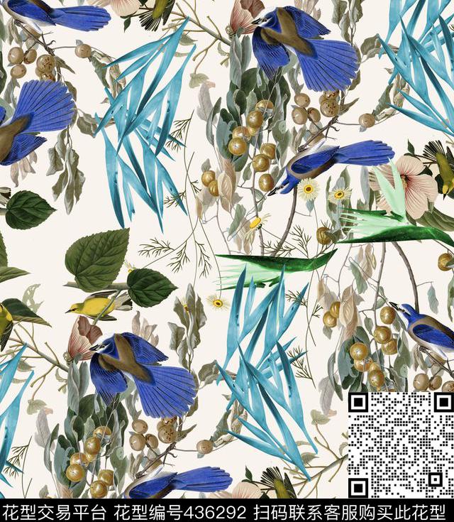 动物复古时尚花卉数码印花华亿平台下载（图片编号: 436292） - 瓦栏（Walan）