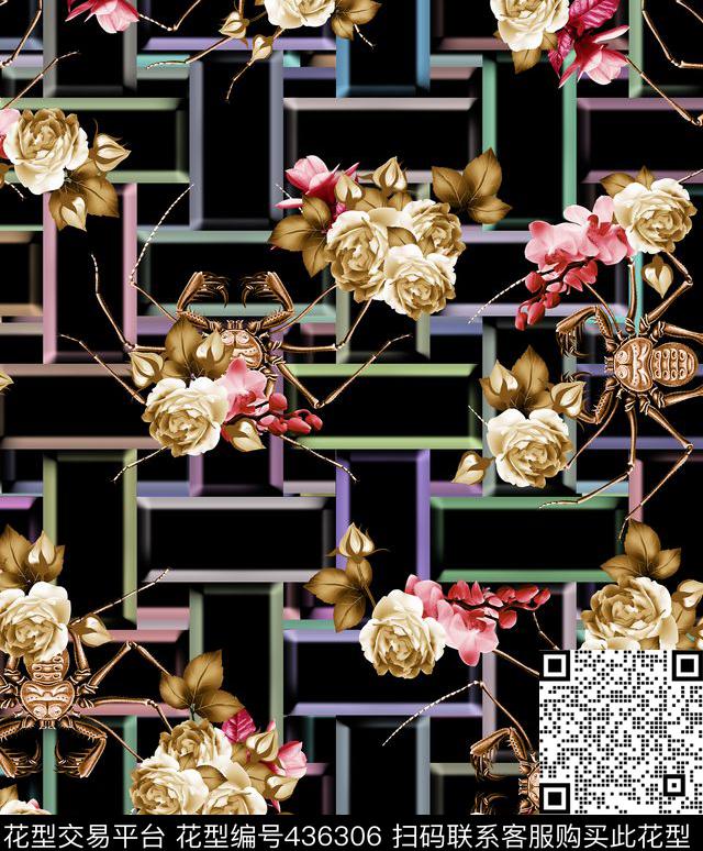 花抽象欧美数码印花华亿平台下载（图片编号: 436306） - 瓦栏（Walan）