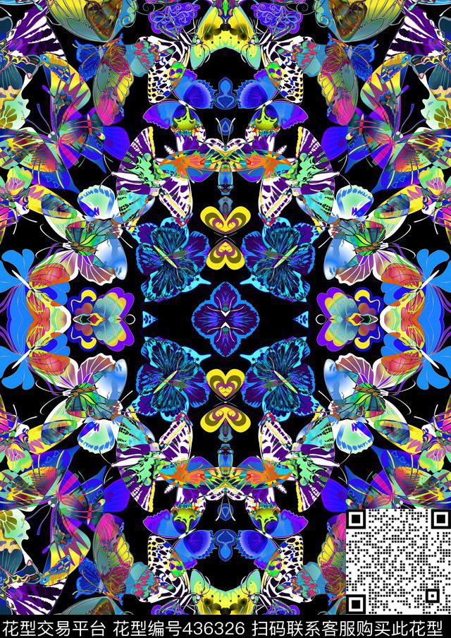 幽暗民族风镜像数码印花华亿平台下载（图片编号: 436326） - 瓦栏（Walan）