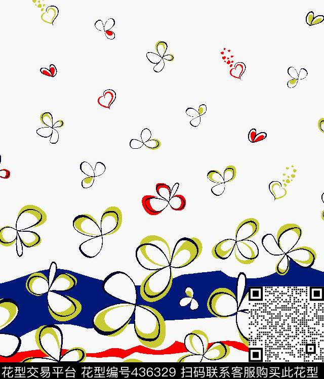 简单线条女装裙子清晰三叶草传统印花华亿平台下载（图片编号: 436329） - 瓦栏（Walan）