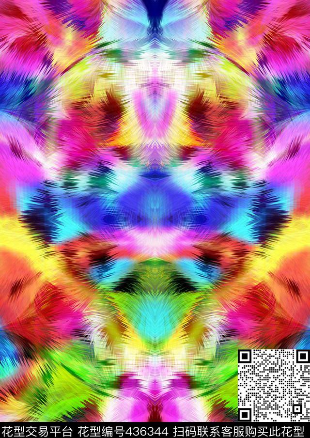 波普动物毛多彩数码印花华亿平台下载（图片编号: 436344） - 瓦栏（Walan）