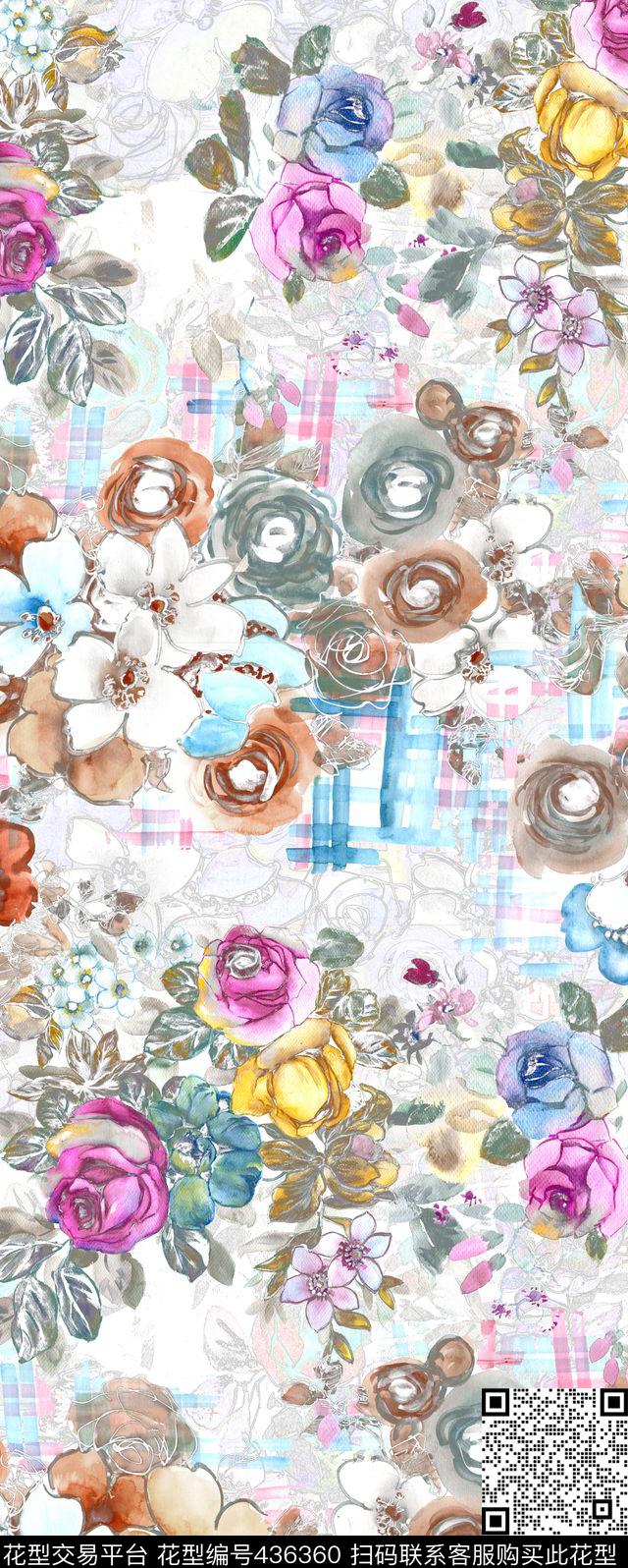 抽象花卉印花时尚个性数码印花华亿平台下载（图片编号: 436360） - 瓦栏（Walan）