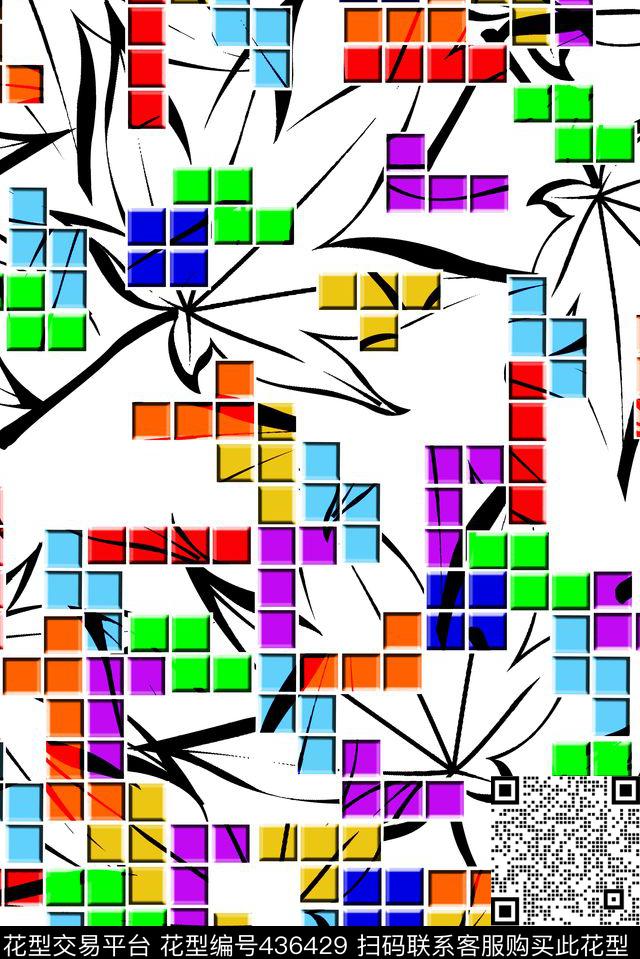 L.D~卡通L.D~手绘俄罗斯方块传统印花华亿平台下载（图片编号: 436429） - 瓦栏（Walan）