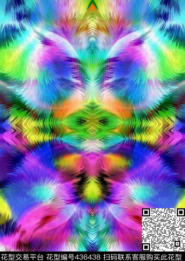 民族风情幻彩动物毛数码印花华亿平台下载（图片编号: 436438） - 瓦栏（Walan）