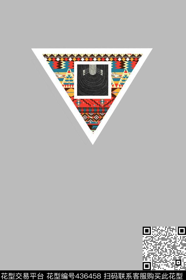 倒三角手绘划船元素三角几何图案时尚潮流简约帅气传统印花华亿平台下载（图片编号: 436458） - 瓦栏（Walan）