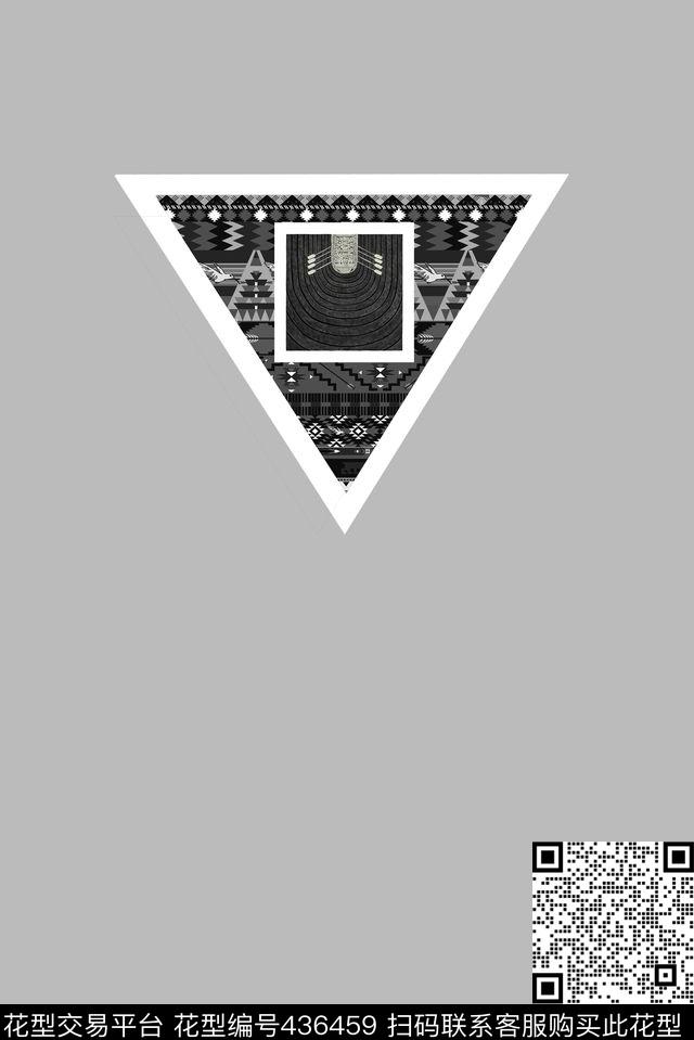 时尚潮流简约倒三角手绘划船元素三角几何图案帅气传统印花华亿平台下载（图片编号: 436459） - 瓦栏（Walan）