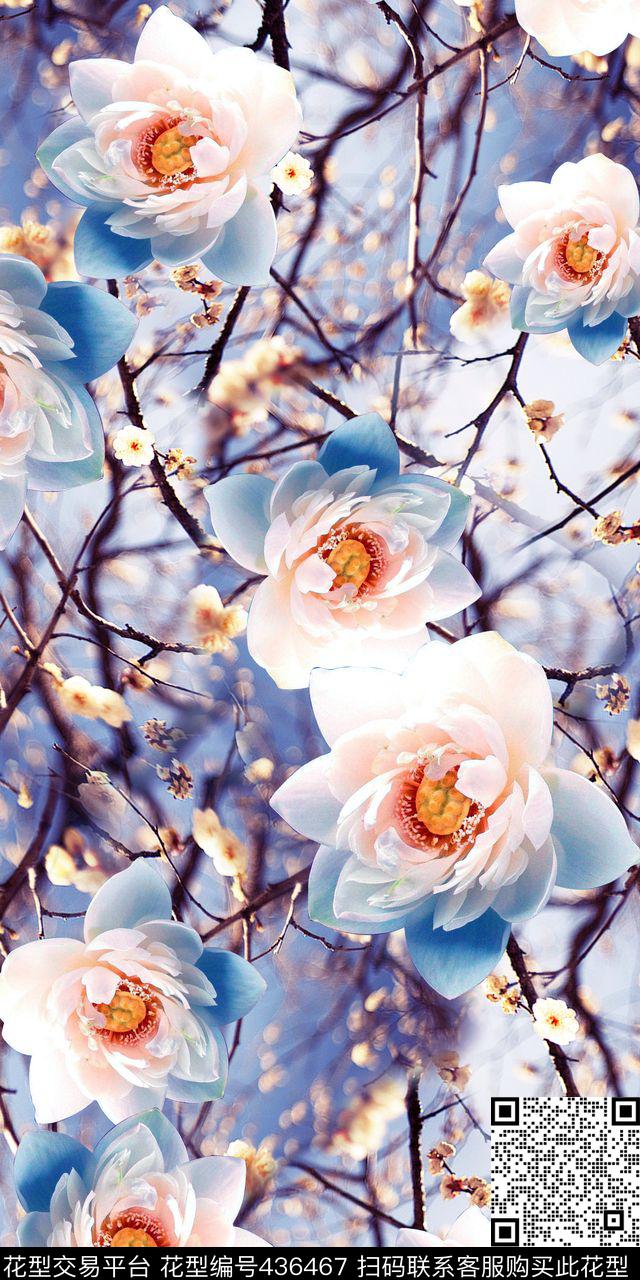 数码朦胧底小碎花数码印花华亿平台下载（图片编号: 436467） - 瓦栏（Walan）