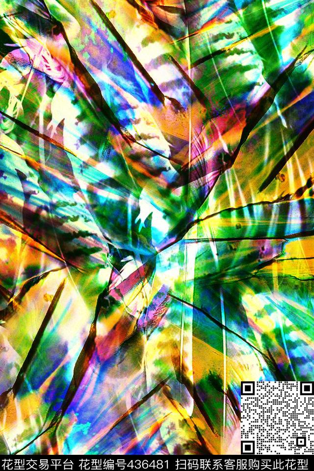 抽象抽象纹路羽毛数码印花华亿平台下载（图片编号: 436481） - 瓦栏（Walan）