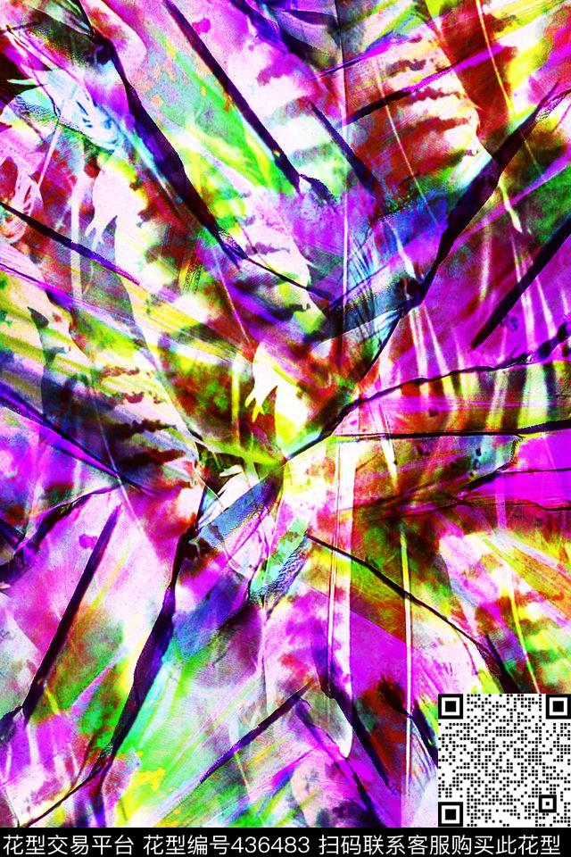 抽象羽毛抽象纹路数码印花华亿平台下载（图片编号: 436483） - 瓦栏（Walan）