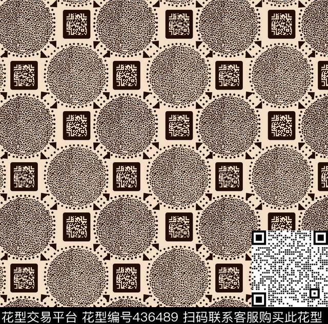 抽象二维码几何数码印花华亿平台下载（图片编号: 436489） - 瓦栏（Walan）