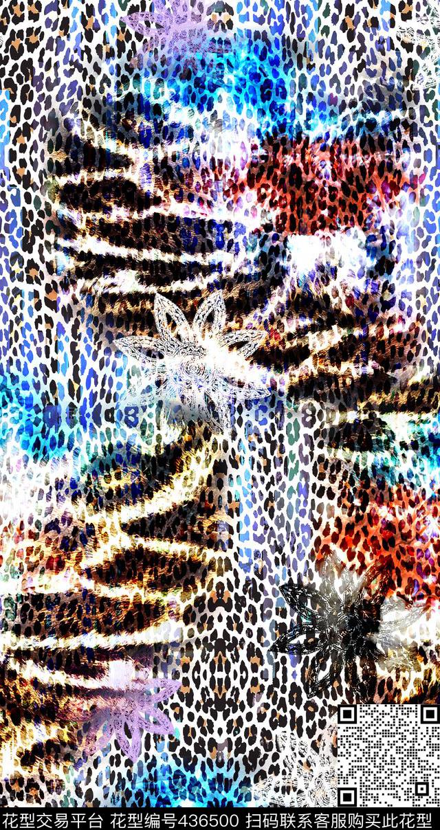 豹纹效果动物纹数码印花华亿平台下载（图片编号: 436500） - 瓦栏（Walan）