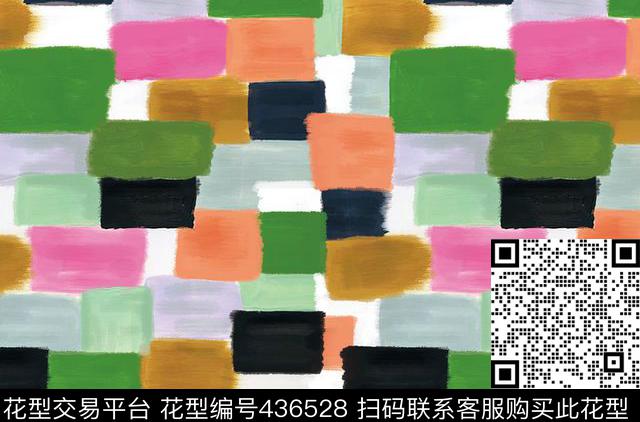 笔触几何年轻女性数码印花华亿平台下载（图片编号: 436528） - 瓦栏（Walan）