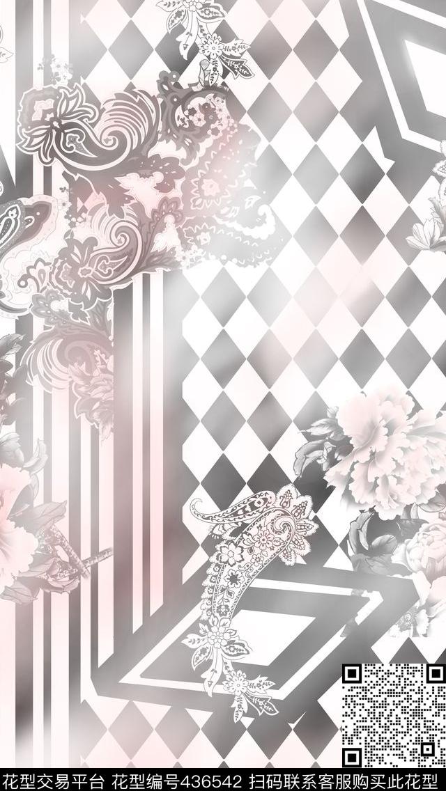 格子格子花数码印花华亿平台下载（图片编号: 436542） - 瓦栏（Walan）
