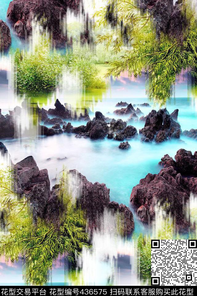 风景照片植物流光数码印花华亿平台下载（图片编号: 436575） - 瓦栏（Walan）